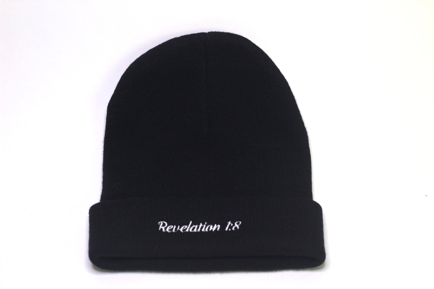 Black "Powered BY GOD" Beanie with White Embroidery