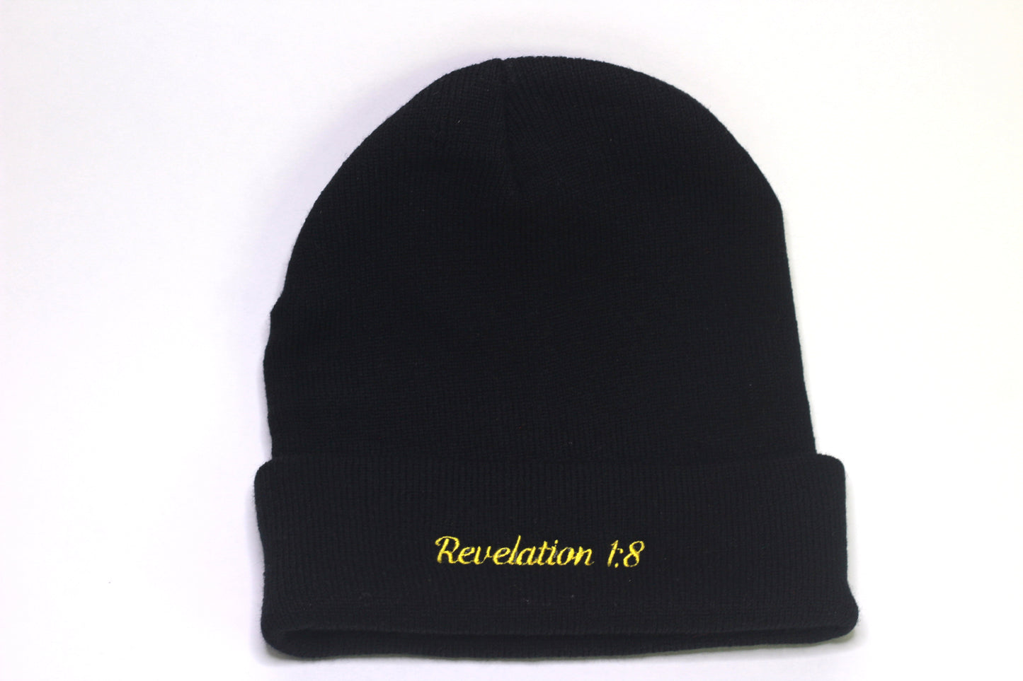 Black "POWERED BY GOD" Beanie with Kente Embroidery